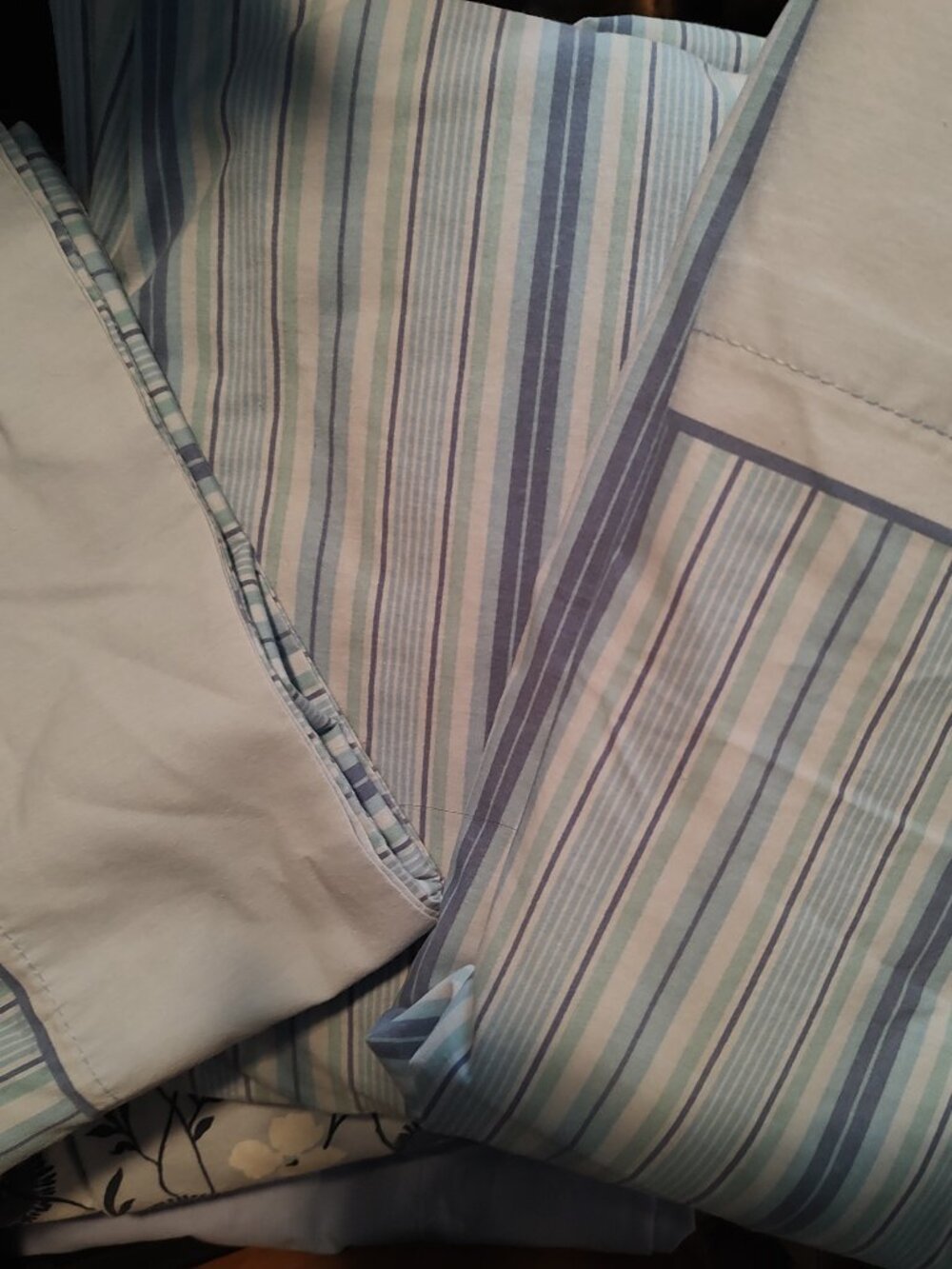 Springs brand, USA made twin sheet set in blue stripes